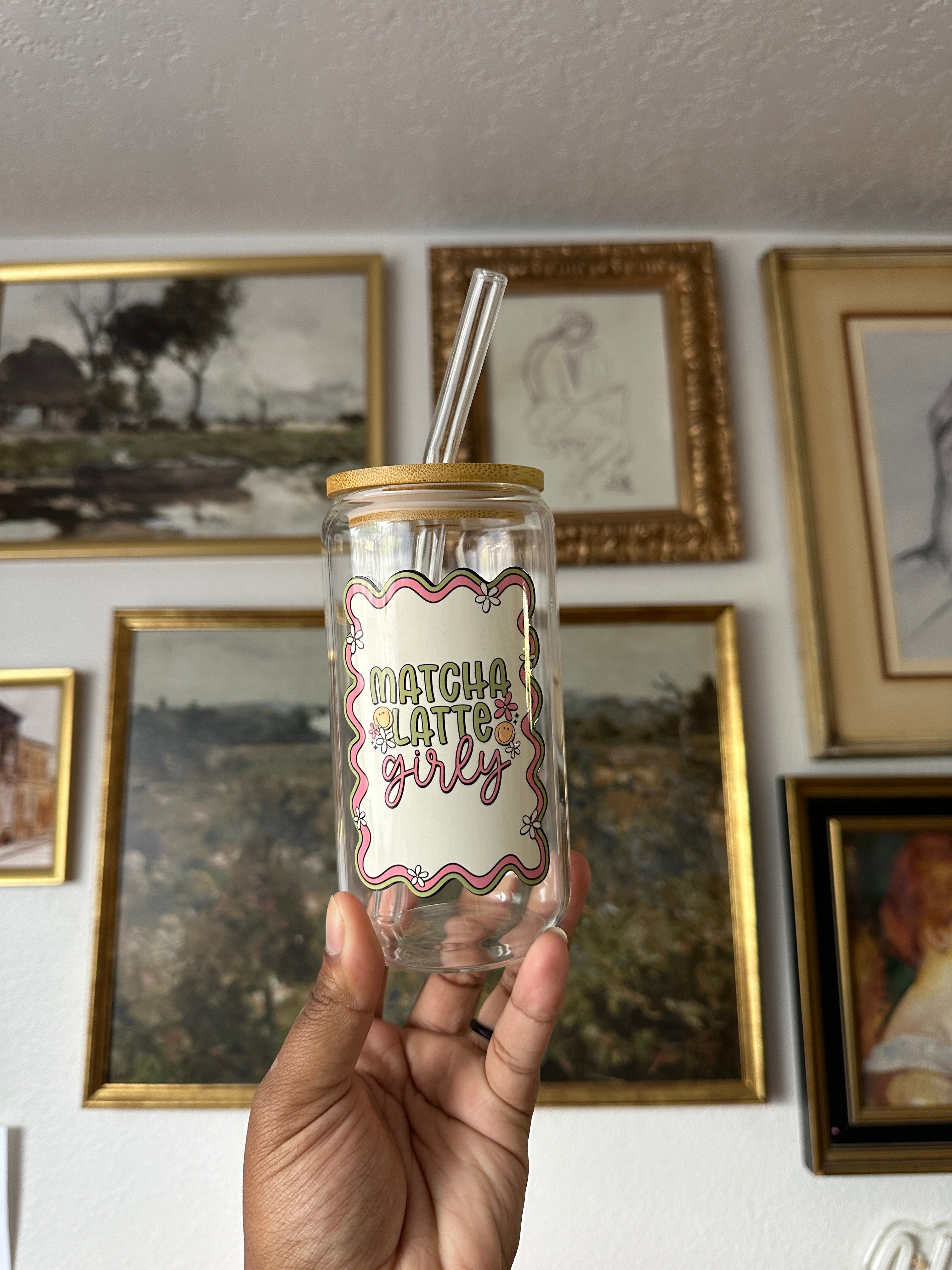 Matcha Latte Girly Glass Can